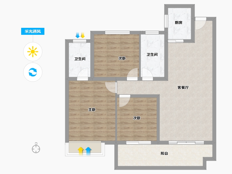 湖南省-株洲市-醴陵亿都时光-89.64-户型库-采光通风