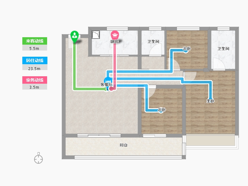 浙江省-温州市-温州万科世纪之光-93.60-户型库-动静线