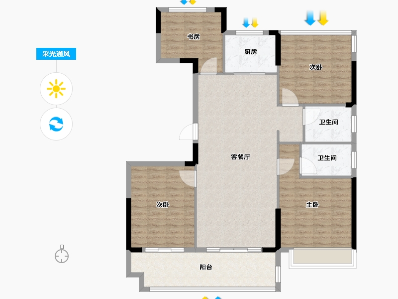 安徽省-合肥市-碧桂园中堂-120.00-户型库-采光通风