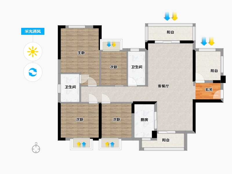 广西壮族自治区-钦州市-敏捷・珑�h湾-110.69-户型库-采光通风