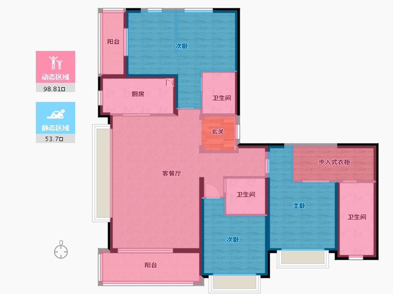 陕西省-西安市-自然界・河山-136.86-户型库-动静分区