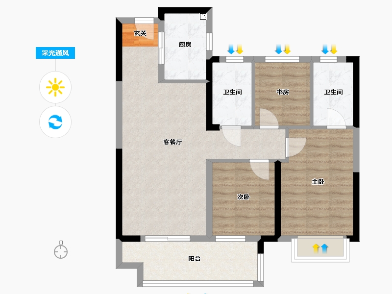 安徽省-宿州市-恒泰・悦�Z府-79.87-户型库-采光通风