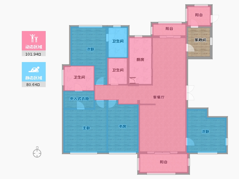 湖北省-武汉市-万达御湖壹号-172.28-户型库-动静分区