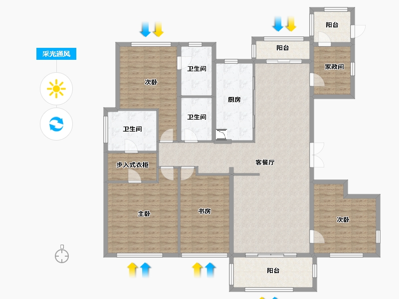 湖北省-武汉市-万达御湖壹号-172.28-户型库-采光通风