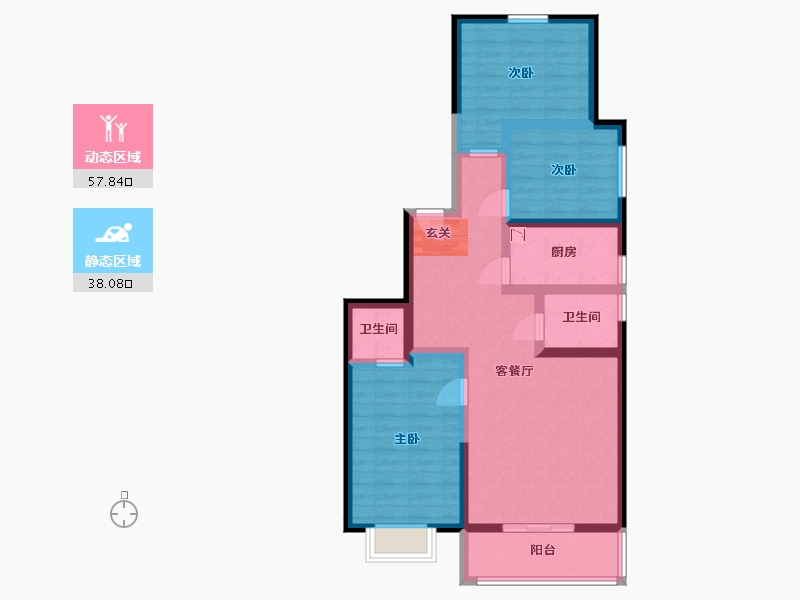 陕西省-西安市-长盛・青春汇-84.18-户型库-动静分区