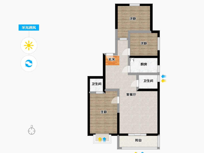 陕西省-西安市-长盛・青春汇-84.18-户型库-采光通风