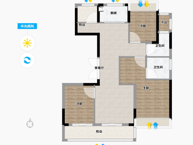 浙江省-温州市-时代瓯海壹品-102.40-户型库-采光通风