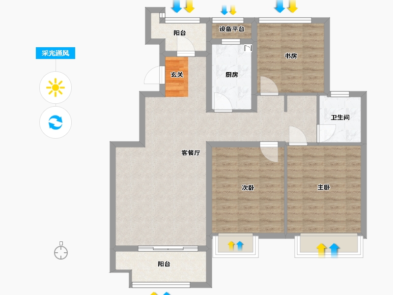 浙江省-舟山市-恒大悦珑湾-89.25-户型库-采光通风