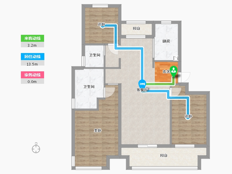 陕西省-西安市-陕建・荣华臻萃府-91.90-户型库-动静线