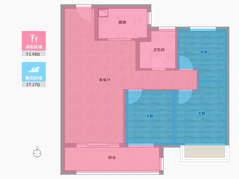 江苏省-常州市-公园天下-70.00-户型库-动静分区