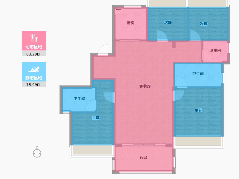 浙江省-温州市-华侨城欢乐天地-114.40-户型库-动静分区