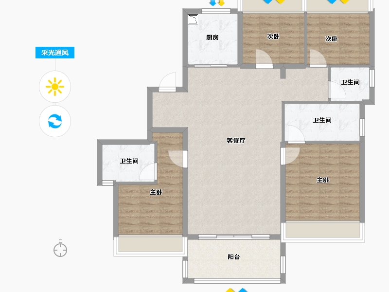 浙江省-温州市-华侨城欢乐天地-114.40-户型库-采光通风