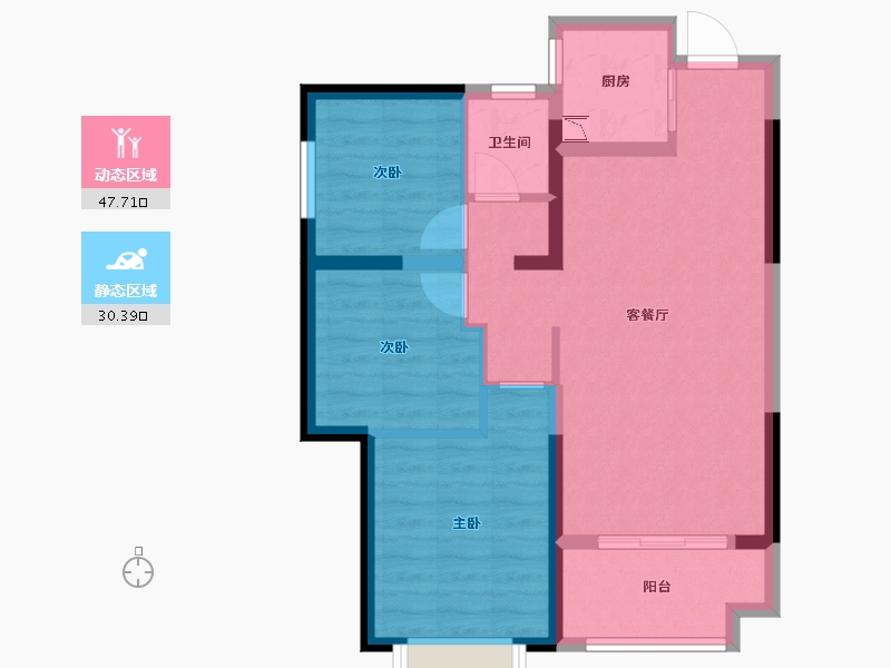 陕西省-西安市-太乙城时光里-69.28-户型库-动静分区