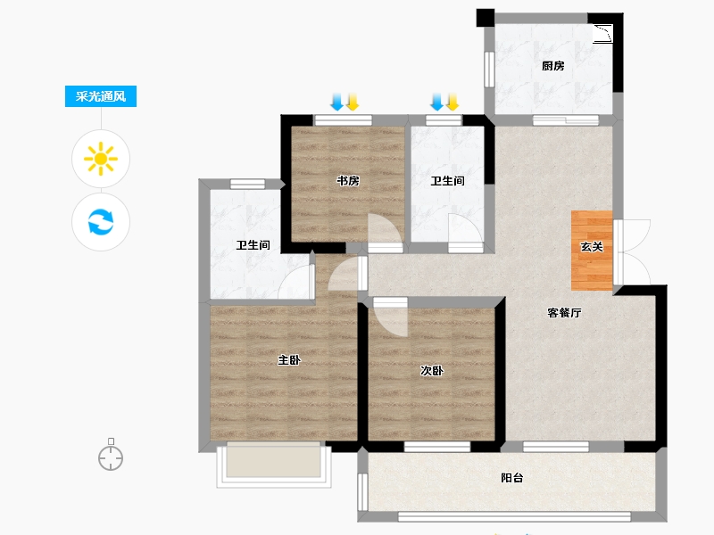 江苏省-常州市-龙运天城-83.94-户型库-采光通风