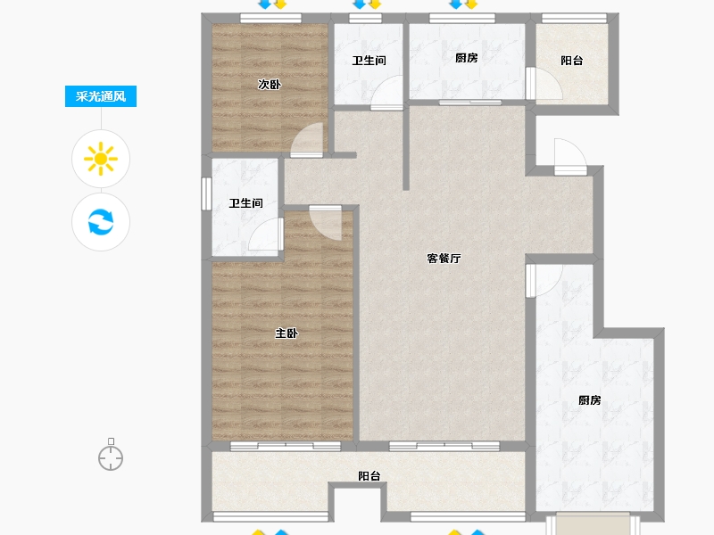 山东省-济宁市-金乡县翰林雅居-106.33-户型库-采光通风