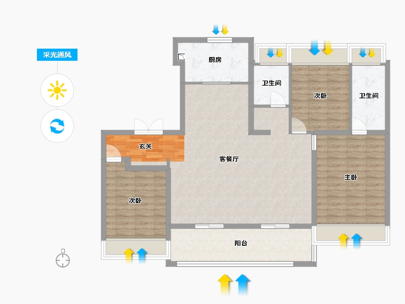 江苏省-常州市-旭辉・都会上著-112.00-户型库-采光通风