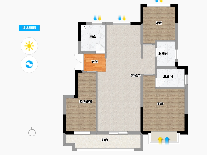 安徽省-蚌埠市-拓基鼎元悦府-91.20-户型库-采光通风