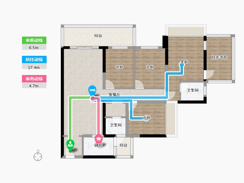 广西壮族自治区-南宁市-冠利幸福苑-110.69-户型库-动静线