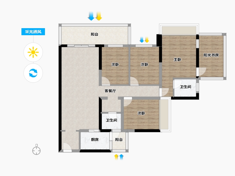 广西壮族自治区-南宁市-冠利幸福苑-110.69-户型库-采光通风