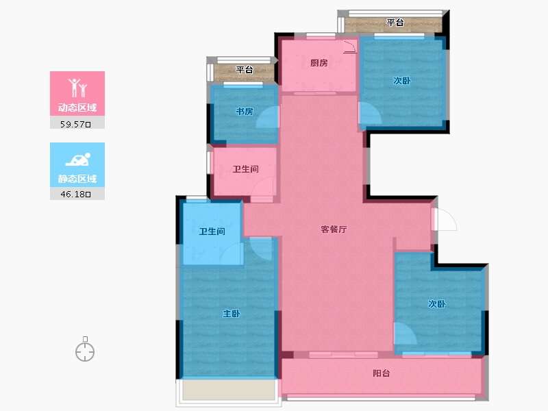 浙江省-温州市-温州龙湖天钜-98.11-户型库-动静分区