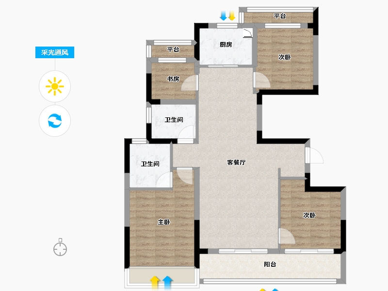 浙江省-温州市-温州龙湖天钜-98.11-户型库-采光通风