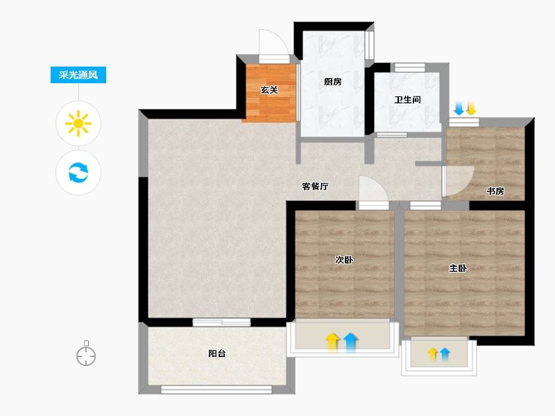 安徽省-蚌埠市-鹏欣天珑天�h-70.40-户型库-采光通风