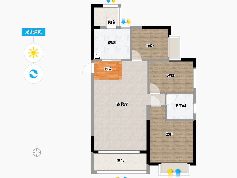 安徽省-蚌埠市-恒大悦澜湾-88.00-户型库-采光通风