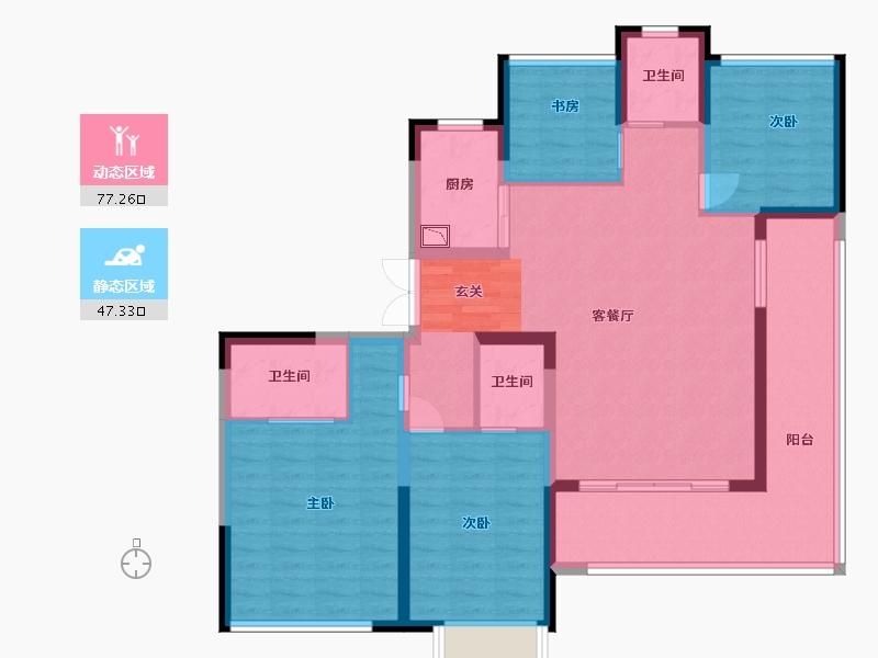 陕西省-商洛市-博园・澜庭叙-111.20-户型库-动静分区