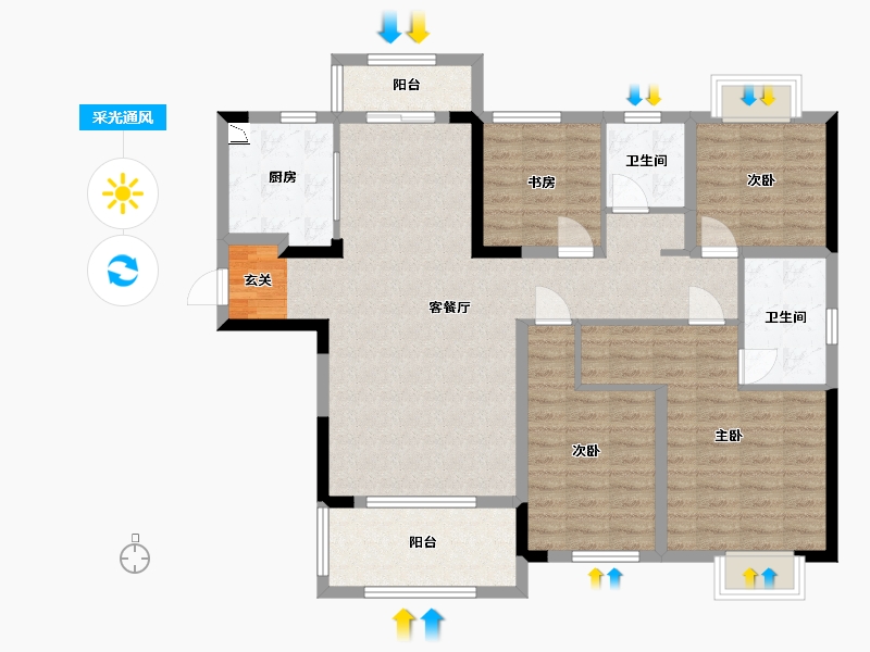 湖南省-长沙市-龙湖・春江悦茗|江寓-114.40-户型库-采光通风