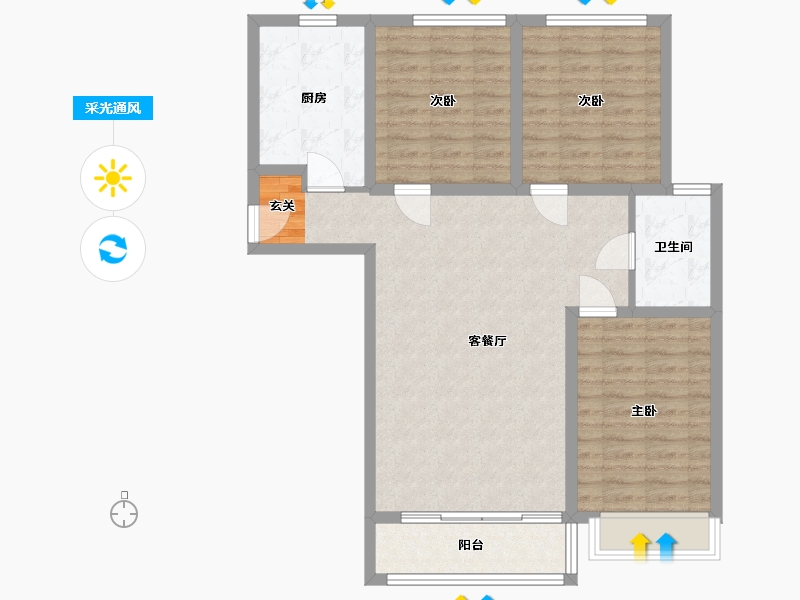 陕西省-榆林市-迎宾佳苑-92.80-户型库-采光通风