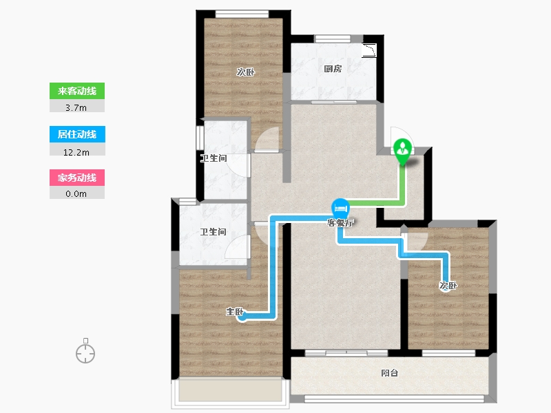 浙江省-温州市-富力中央公园二期-90.87-户型库-动静线