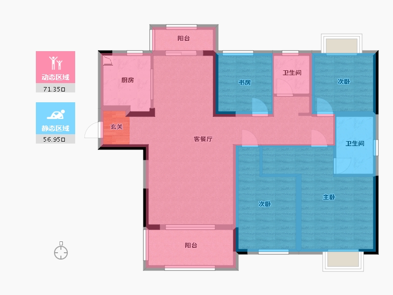 湖南省-长沙市-龙湖・春江悦茗|江寓-114.40-户型库-动静分区