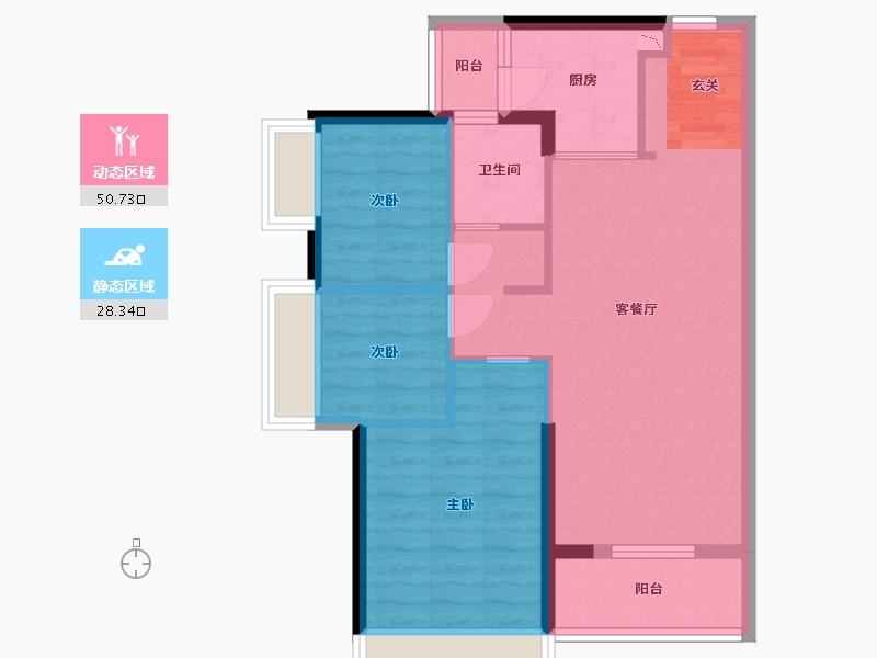 广东省-肇庆市-富力・尚悦居-70.59-户型库-动静分区