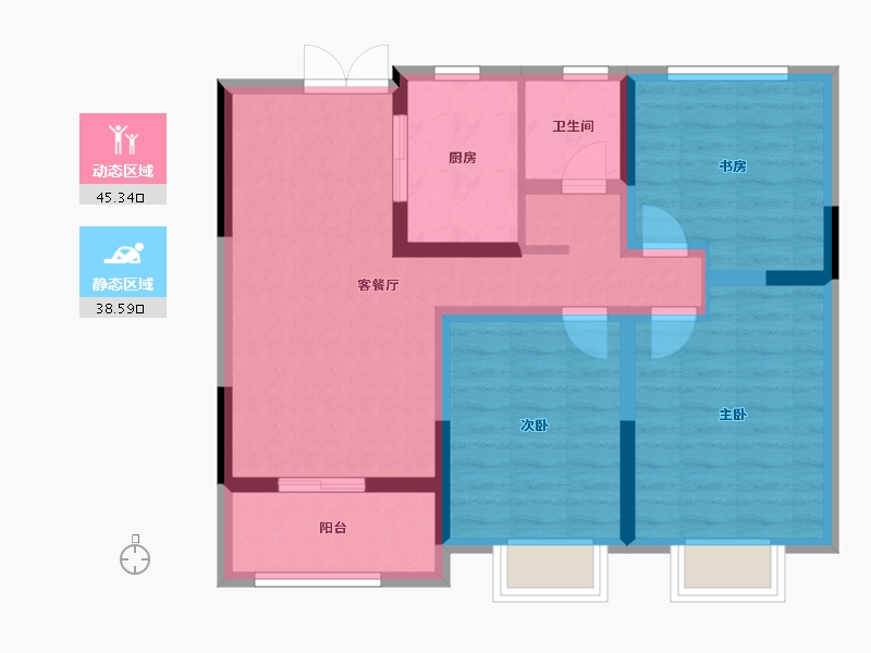 江苏省-苏州市-海上时光-74.00-户型库-动静分区