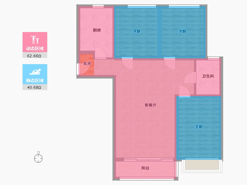 陕西省-榆林市-迎宾佳苑-92.80-户型库-动静分区