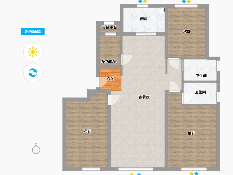 山东省-烟台市-中海万锦公馆-101.57-户型库-采光通风