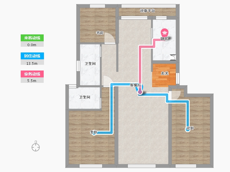 山东省-烟台市-中海万锦公馆-88.63-户型库-动静线