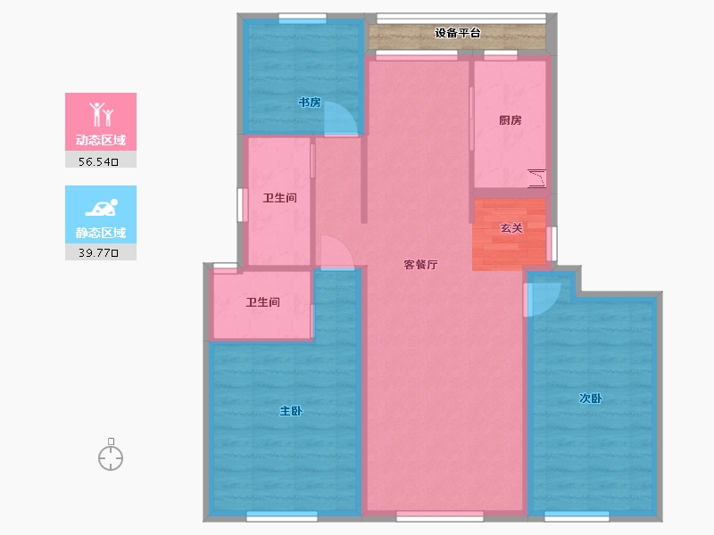 山东省-烟台市-中海万锦公馆-88.63-户型库-动静分区