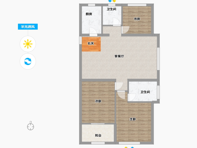 山东省-烟台市-龙燕东尚悦府-91.20-户型库-采光通风