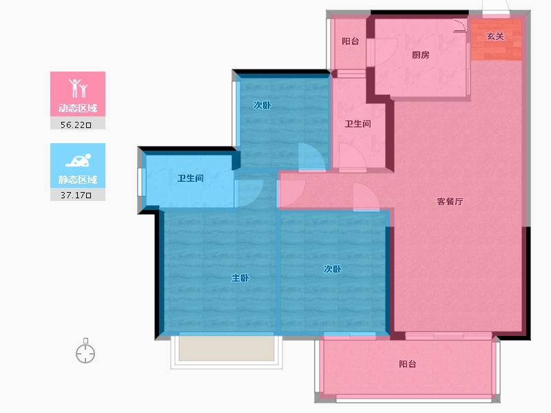 广西壮族自治区-南宁市-龙光玖珑华府-83.88-户型库-动静分区