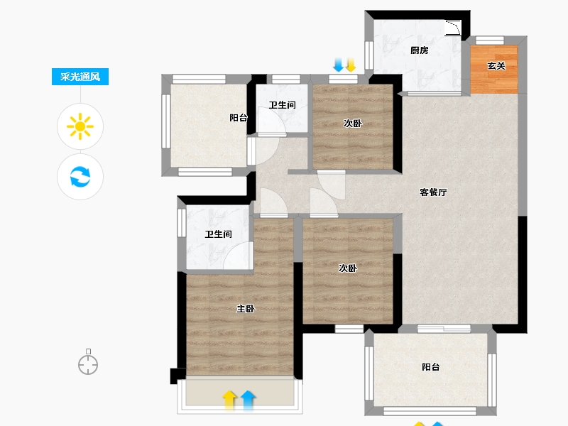 广西壮族自治区-南宁市-中建邕和府-75.11-户型库-采光通风