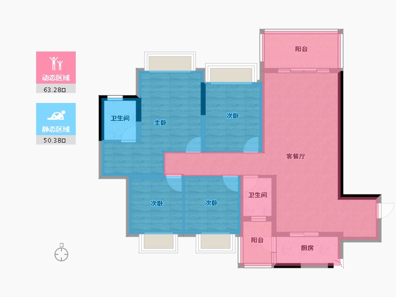 四川省-南充市-凤凰锦秀-100.91-户型库-动静分区