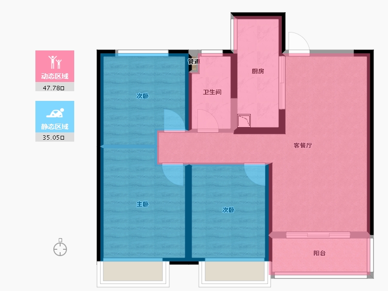 山东省-菏泽市-华地翡翠公园-73.53-户型库-动静分区