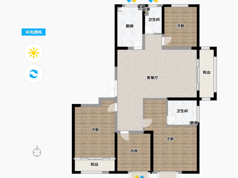 山东省-菏泽市-菏泽当代城MOMΛ-144.00-户型库-采光通风