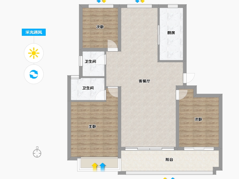 山东省-菏泽市-佳和雅园-105.60-户型库-采光通风