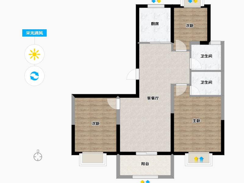 江苏省-宿迁市-牡丹园-88.00-户型库-采光通风