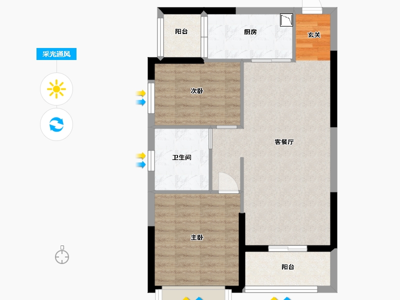 广西壮族自治区-南宁市-南宁恒大悦龙台-66.59-户型库-采光通风