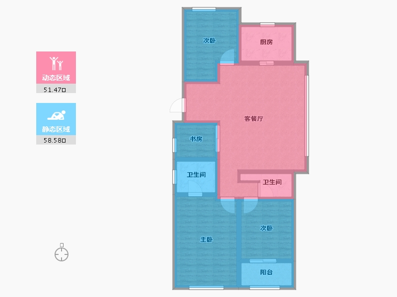 浙江省-杭州市-湘湖悦章-97.70-户型库-动静分区