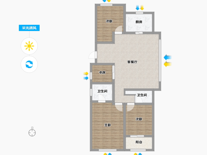 浙江省-杭州市-湘湖悦章-97.70-户型库-采光通风