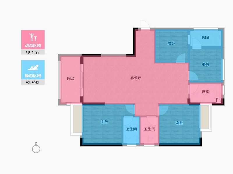 广东省-梅州市-顺兴花园-97.34-户型库-动静分区